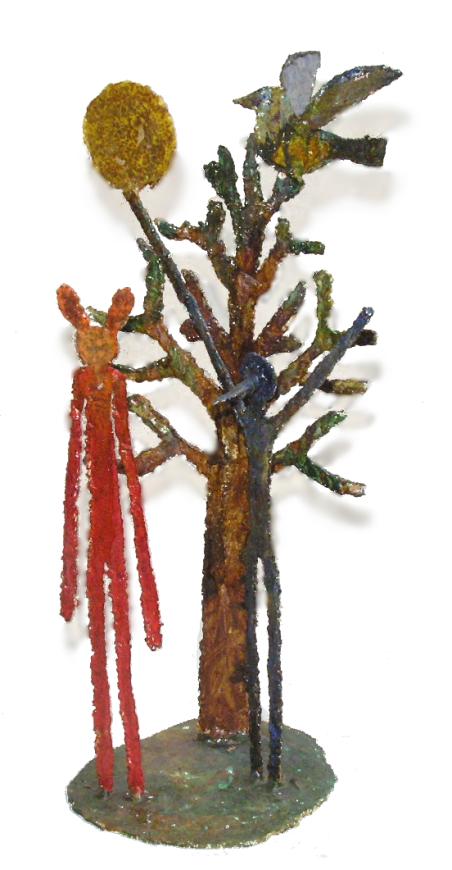 metal sculpture (yellow moon)