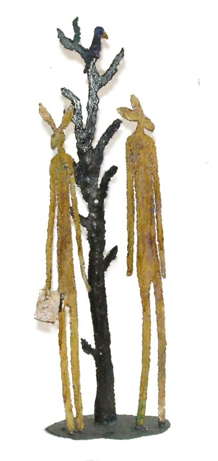 metal sculpture: adam and eve